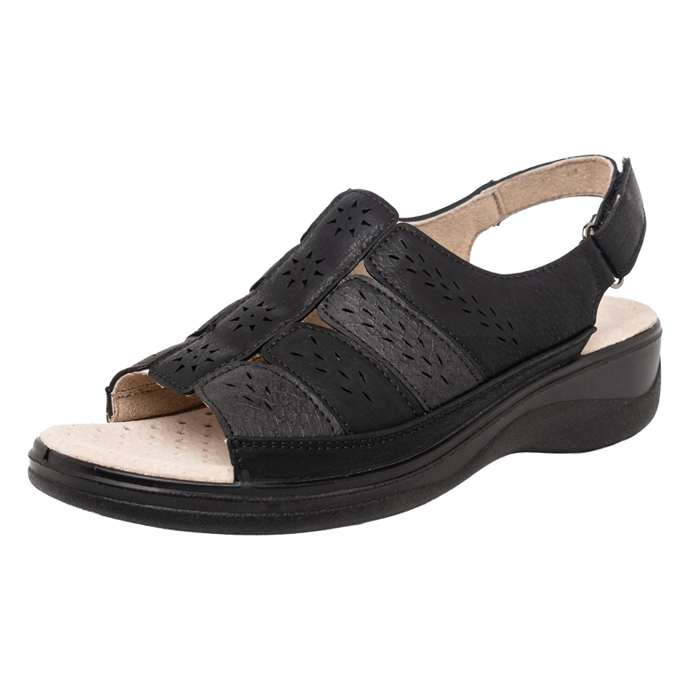 SANDALIA CONFORT CON VELCRO MILVA NEGRO PASSER - 1