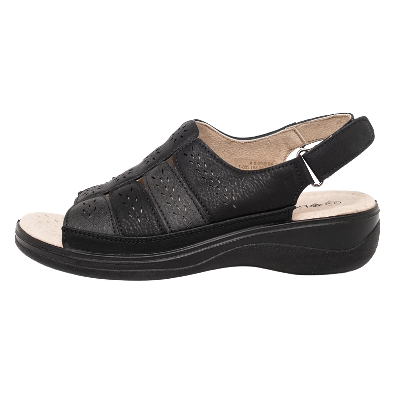 SANDALIA CONFORT CON VELCRO MILVA NEGRO PASSER - 2