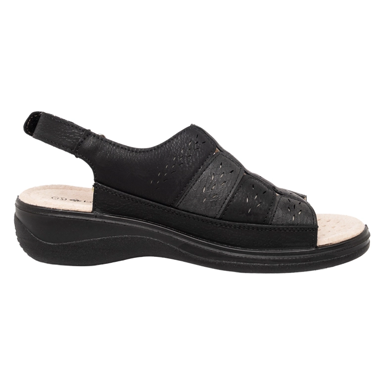 SANDALIA CONFORT CON VELCRO MILVA NEGRO PASSER - 3