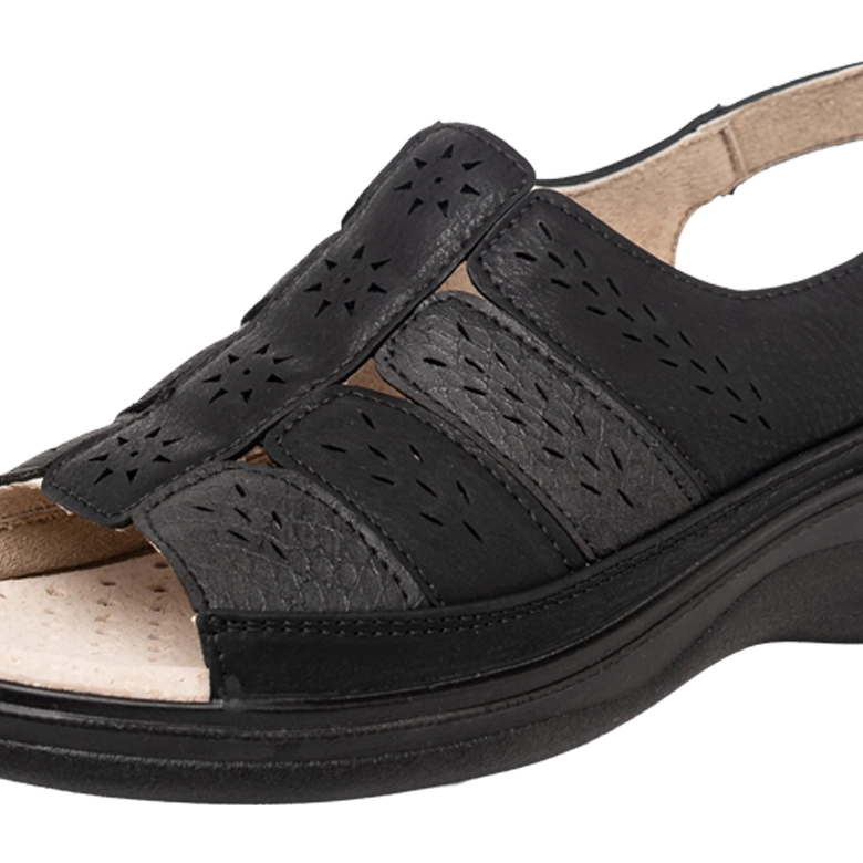 SANDALIA CONFORT CON VELCRO MILVA NEGRO PASSER - 5