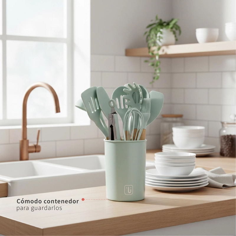 SET 12 UTENSILIOS DE COCINA SILICONA CALIPSO SIMPLIT - 2