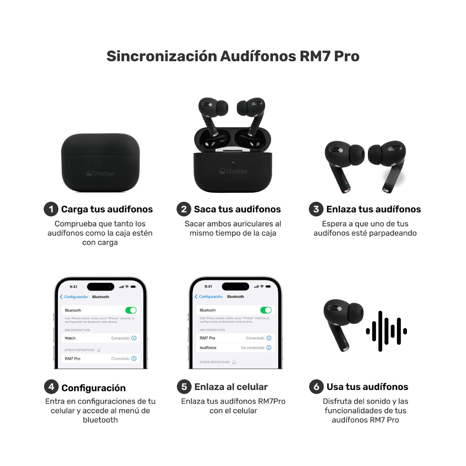 AUDÍFONOS LHOTSE RM7 PRO BLUETOOTH NEGRO - 9