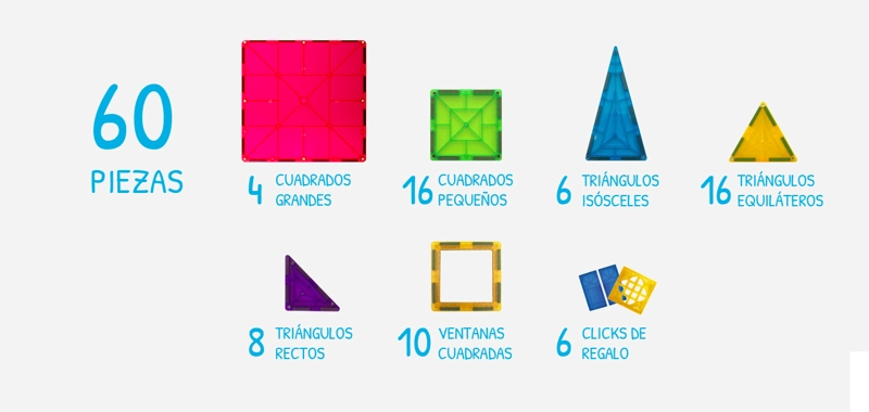 JUGUETE IMANIX MULTICOLOR JUEGO 60 PIEZAS MAGNÉTICAS - 7