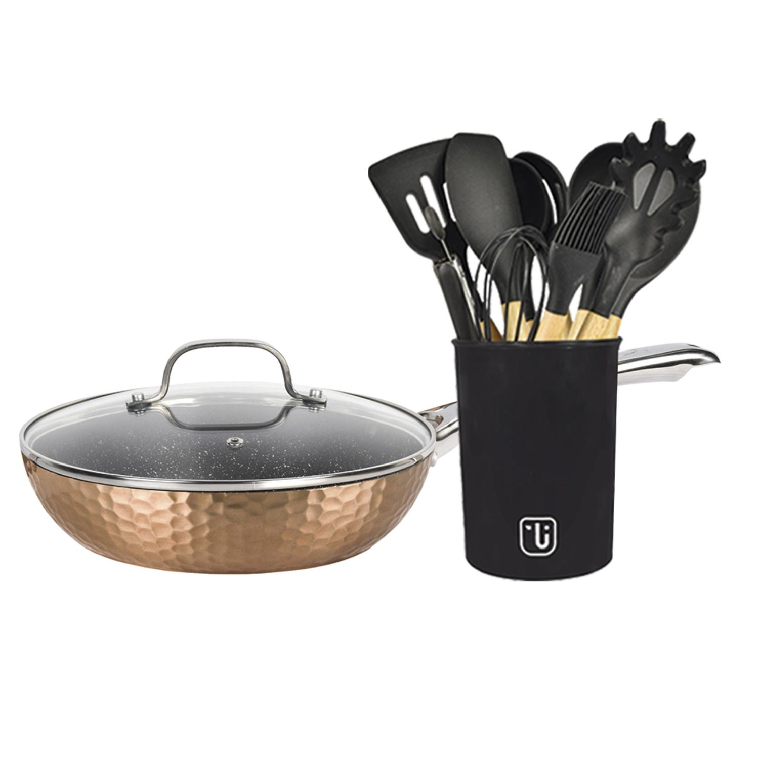 KIT SARTE N ANTIADHERENTE COPPER + SET 12 UTENSILIOS SIMPLIT - 1