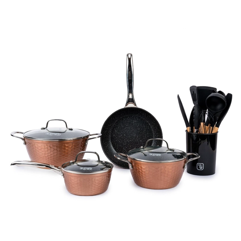 BATERIA COCINA COPPER 7PZS + SET 12 UTENSILIOS NEGRO SIMPLIT - 1