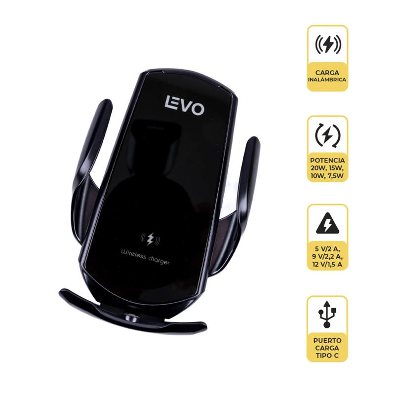 CARGADOR INALÁMBRICO MAGNÉTICO CARGA RÁPIDA AUTO VO1 LEVO - 2