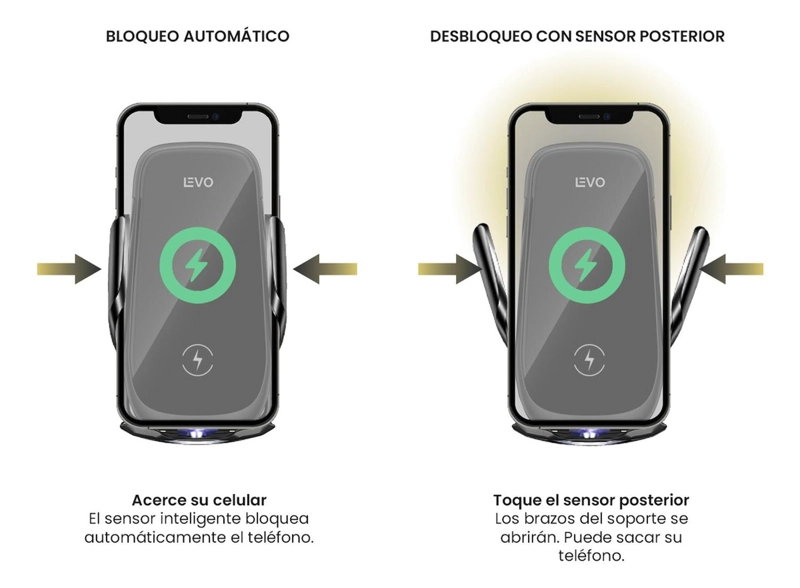 CARGADOR INALÁMBRICO MAGNÉTICO CARGA RÁPIDA AUTO VO1 LEVO - 5