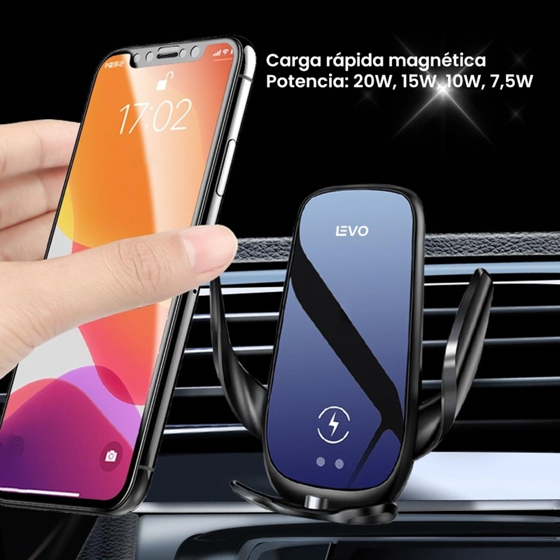 CARGADOR INALÁMBRICO MAGNÉTICO CARGA RÁPIDA AUTO VO1 LEVO - 6