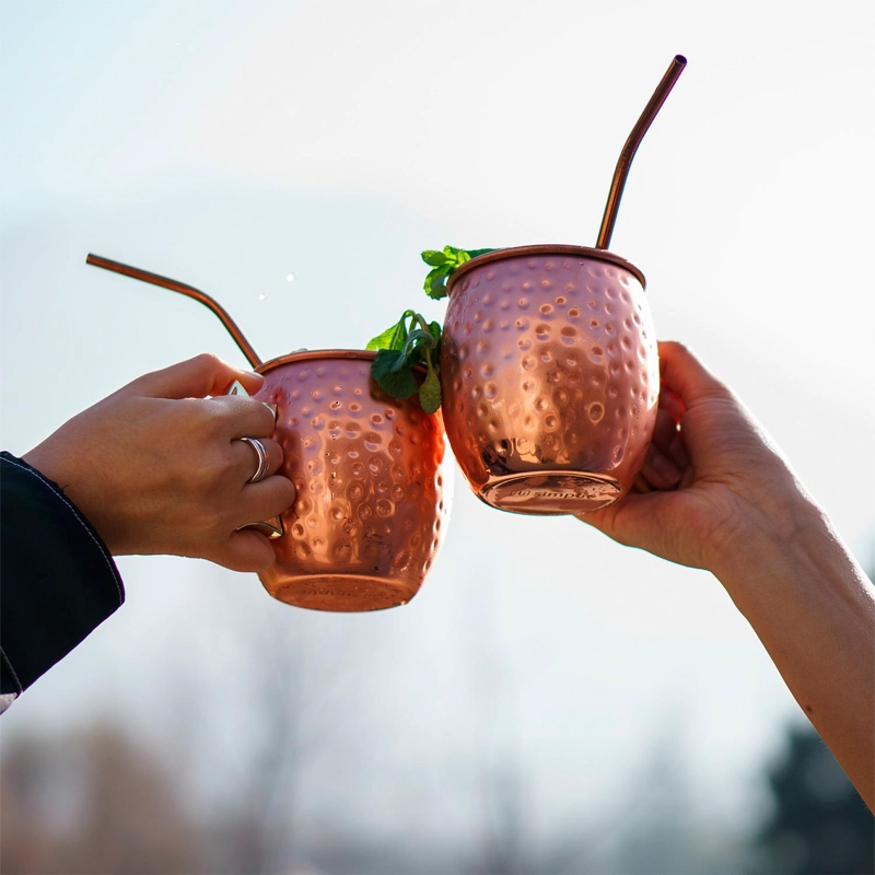 SET 4 VASOS MOSCOW MULE MUG COBRE + BOMBILLAS SIMPLIT - 3