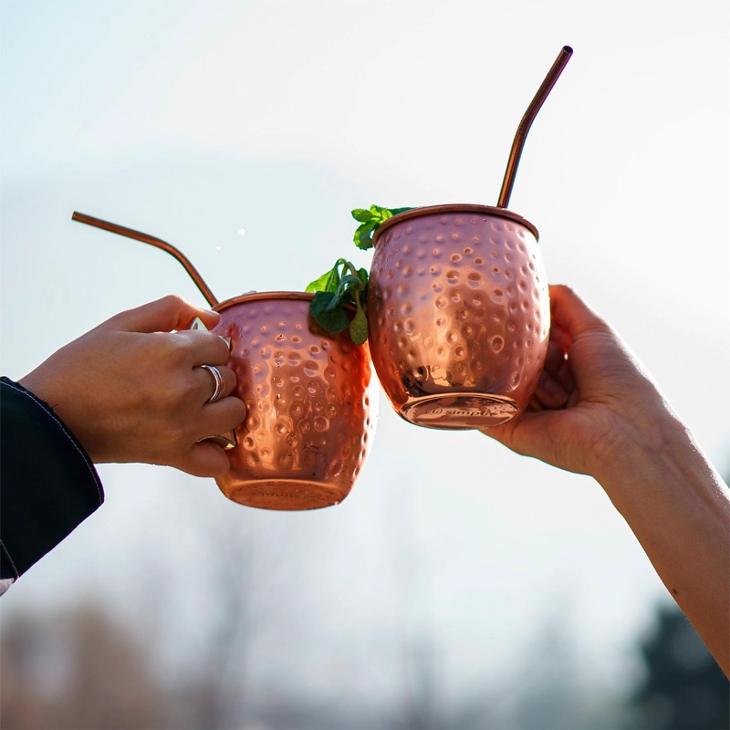 SET 2 VASOS MOSCOW MULE MUG COBRE + BOMBILLAS SIMPLIT - 2