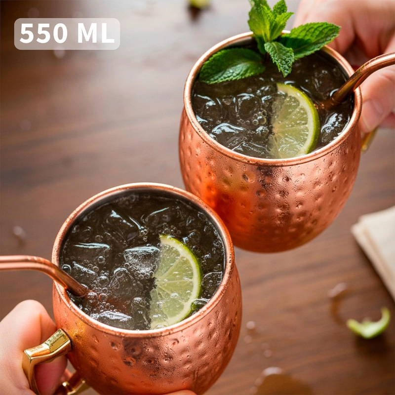 SET 2 VASOS MOSCOW MULE MUG COBRE + BOMBILLAS SIMPLIT - 3