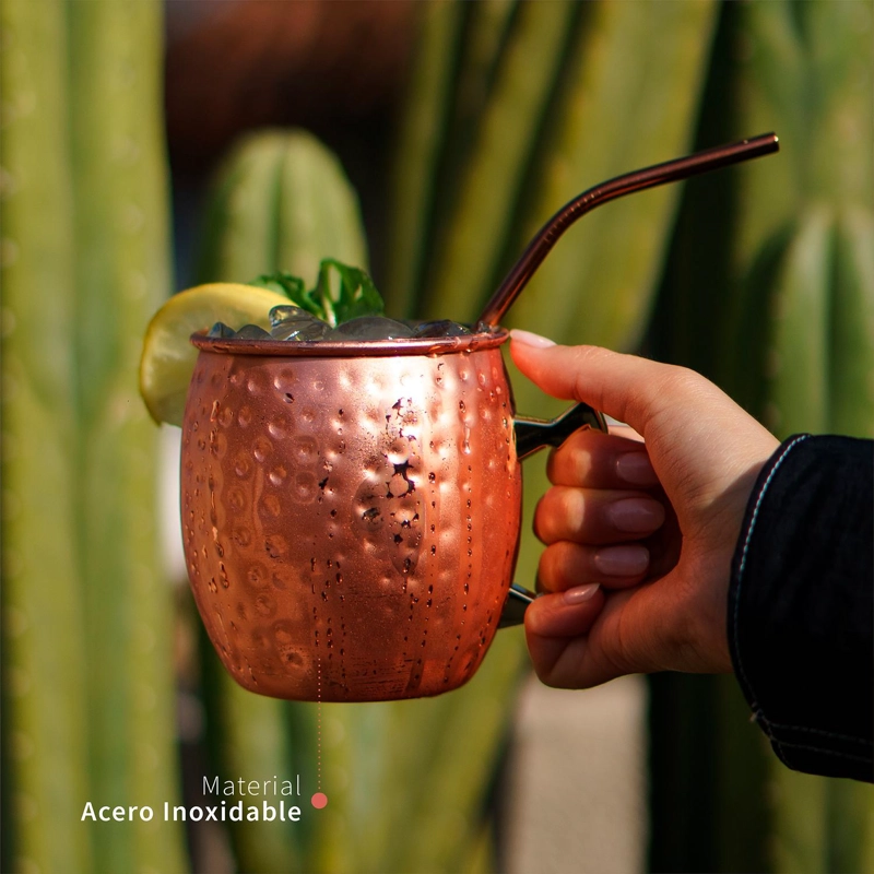 SET 2 VASOS MOSCOW MULE MUG COBRE + BOMBILLAS SIMPLIT - 4