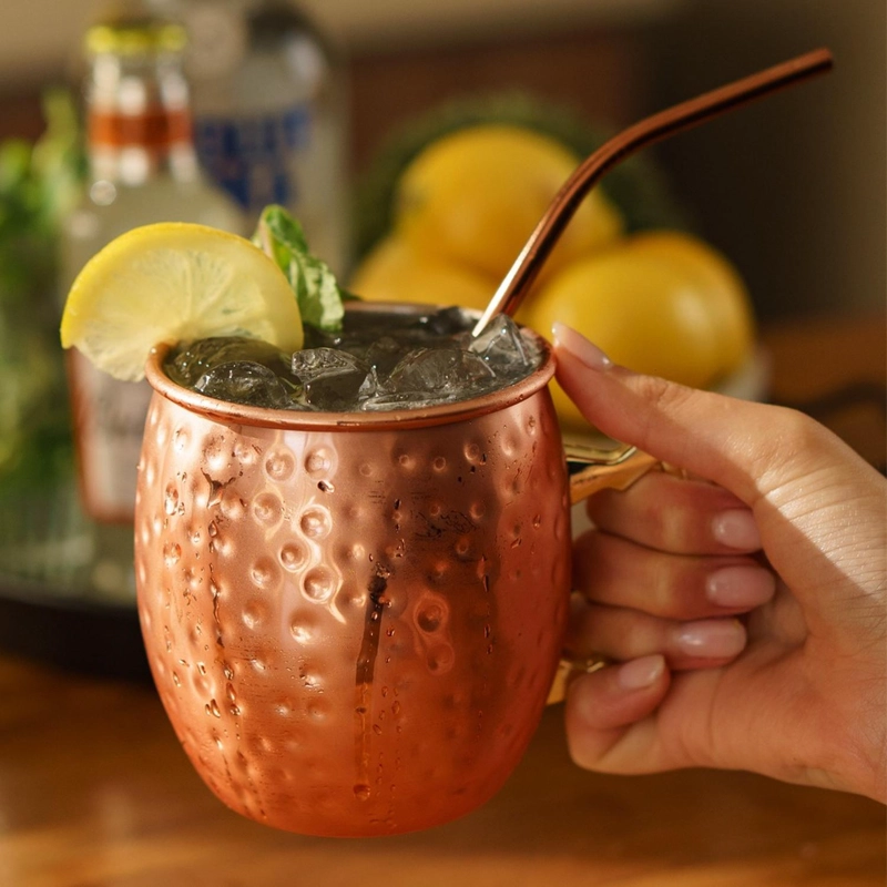 SET 2 VASOS MOSCOW MULE MUG COBRE + BOMBILLAS SIMPLIT - 8