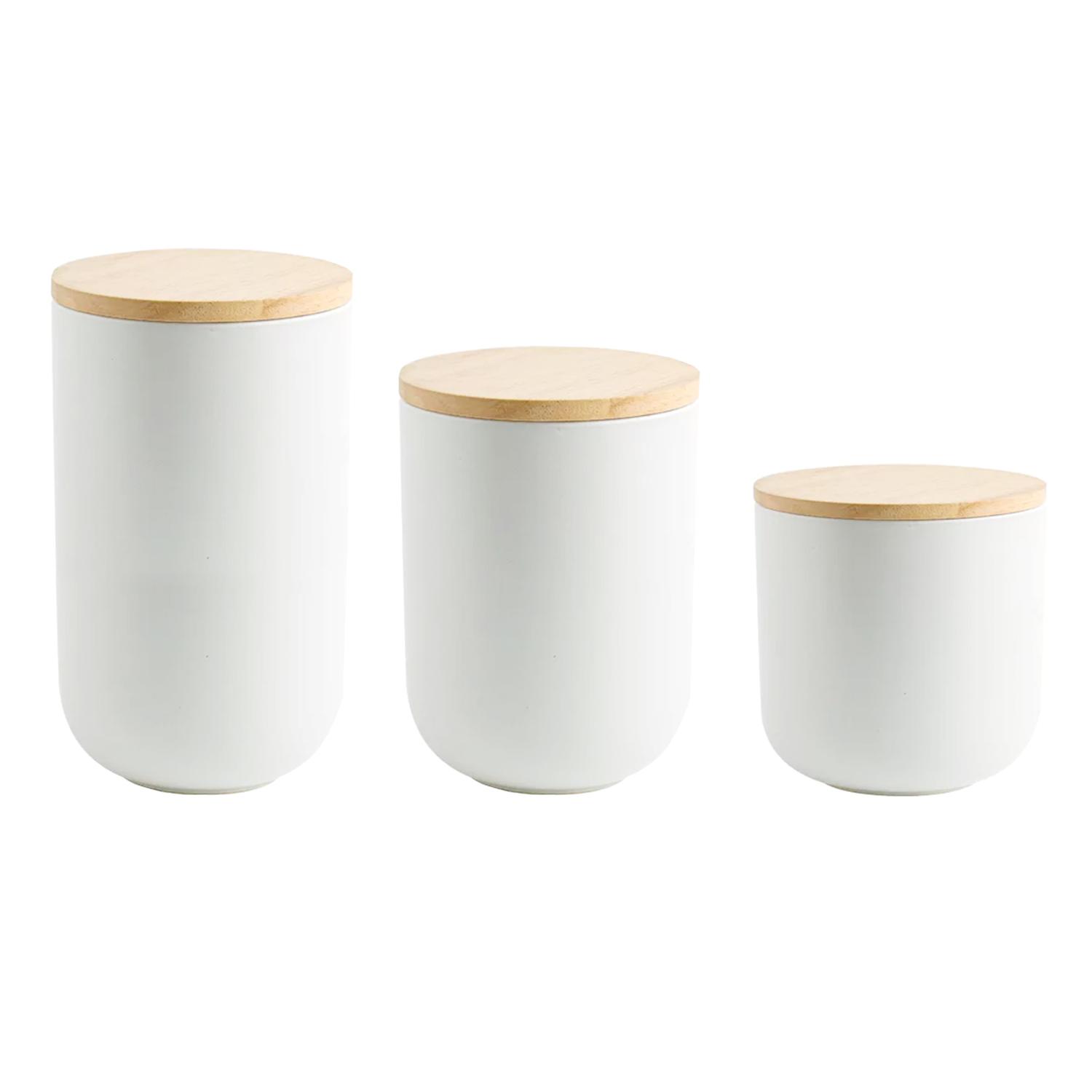 SET 3 CONTENEDORES CERÁMICA HERMÉTICO BLANCO SIMPLIT - 1