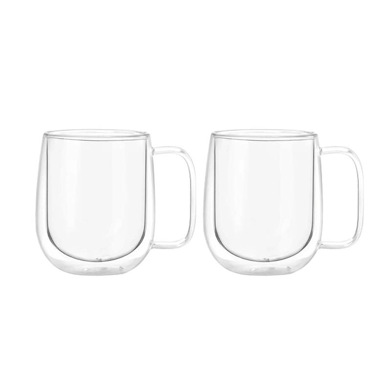 SET 2 TAZAS MUG DE VIDRIO DOBLE PARED 300 ML SIMPLIT - 1