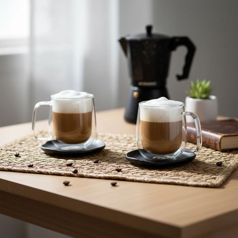 SET 2 TAZAS MUG DE VIDRIO DOBLE PARED 300 ML SIMPLIT - 3