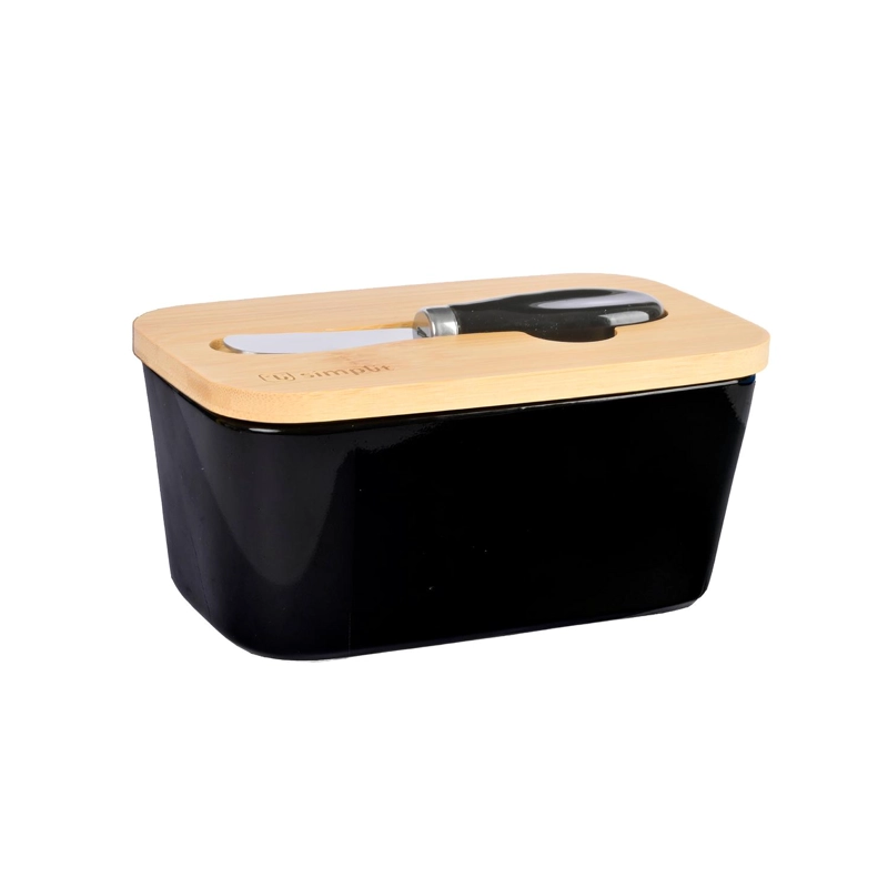 MANTEQUILLERO DE CERAMICA TAPA BAMBOO+CUCHILLO 600ML SIMPLIT - 1