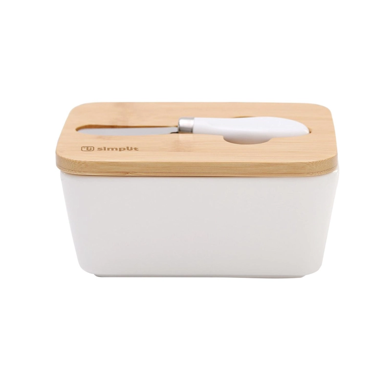 MANTEQUILLERO CERAMICA TAPA BAMBOO + CUCHILLO 600 ML SIMPLIT - 1