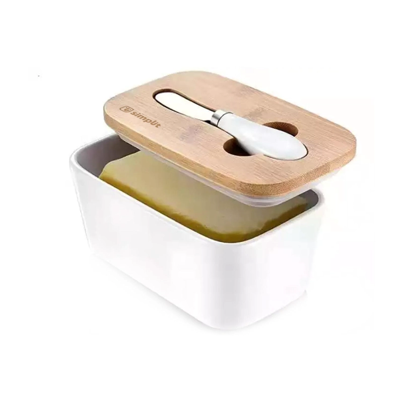 MANTEQUILLERO CERAMICA TAPA BAMBOO + CUCHILLO 600 ML SIMPLIT - 2