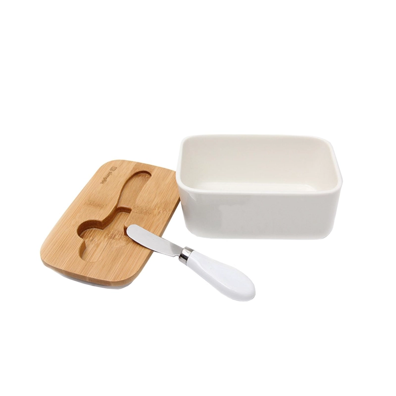 MANTEQUILLERO CERAMICA TAPA BAMBOO + CUCHILLO 600 ML SIMPLIT - 3