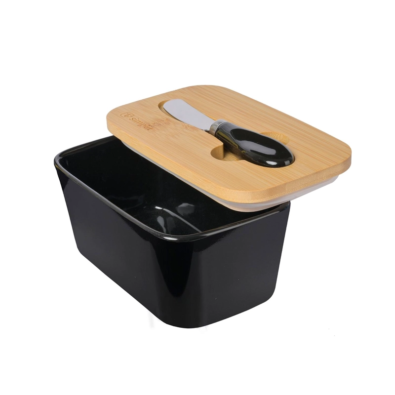 MANTEQUILLERO DE CERAMICA TAPA BAMBOO+CUCHILLO 600ML SIMPLIT - 6
