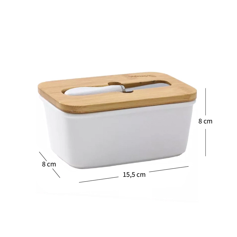 MANTEQUILLERO CERAMICA TAPA BAMBOO + CUCHILLO 600 ML SIMPLIT - 6