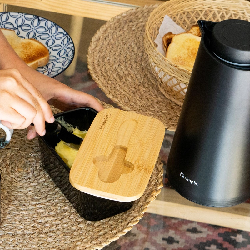 MANTEQUILLERO DE CERAMICA TAPA BAMBOO+CUCHILLO 600ML SIMPLIT - 7