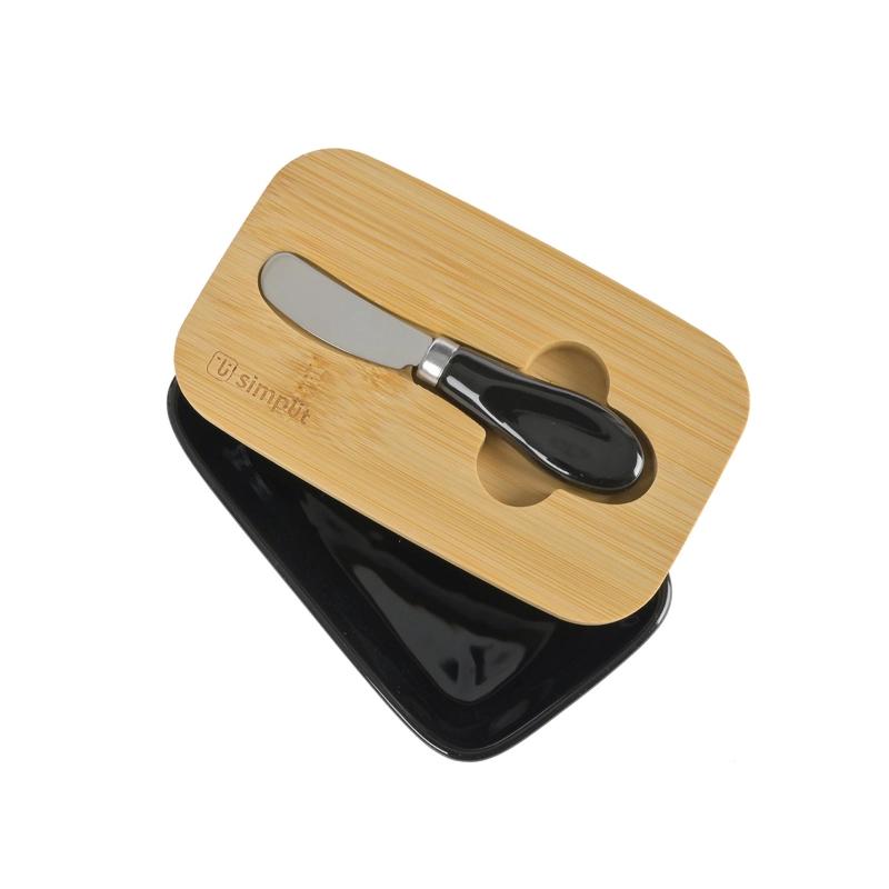 MANTEQUILLERO DE CERAMICA TAPA BAMBOO+CUCHILLO 600ML SIMPLIT - 8