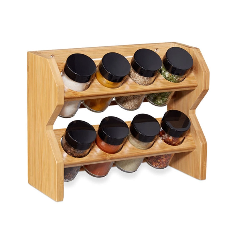 ESPECIERO CONDIMENTOS DE MADERA 8 FRASCOS VIDRIO SIMPLIT - 1