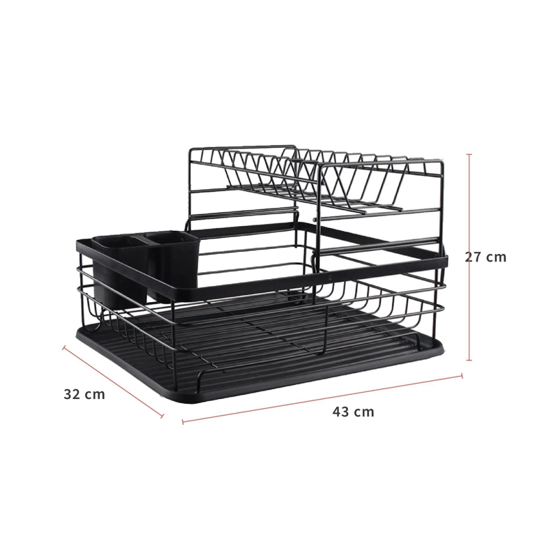 SECAPLATOS SIMPLIT ESCURRIDOR 2 NIVELES ACERO INOX NEGRO - 7