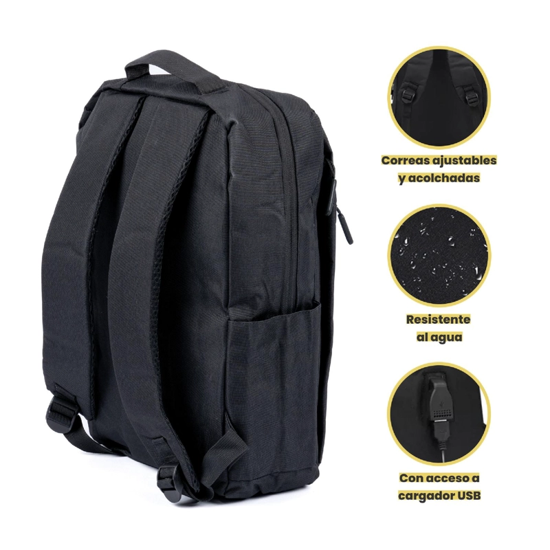 MOCHILA PARA NOTEBOOK CON PUERTO USB 15' NEGRO LEVO - 3