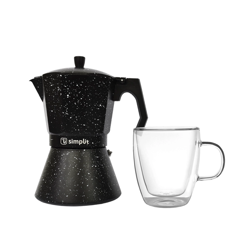 PACK CAFETERA ITALIANA SIMPLIT 4 TAZAS + TAZA DOBLE PARED 350 ML - 1