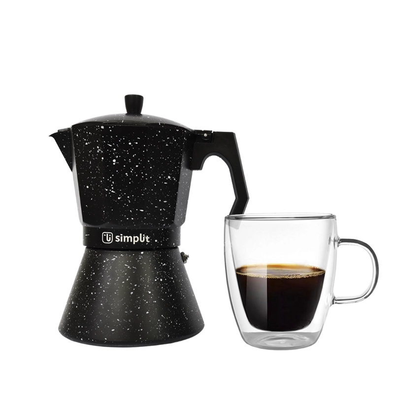 PACK CAFETERA ITALIANA SIMPLIT 4 TAZAS + TAZA DOBLE PARED 350 ML - 2