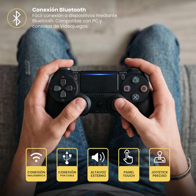 CONTROL LEVO JOYSTICK INALÁMBRICO DOBLE SHOCK P4 NEGRO - 3