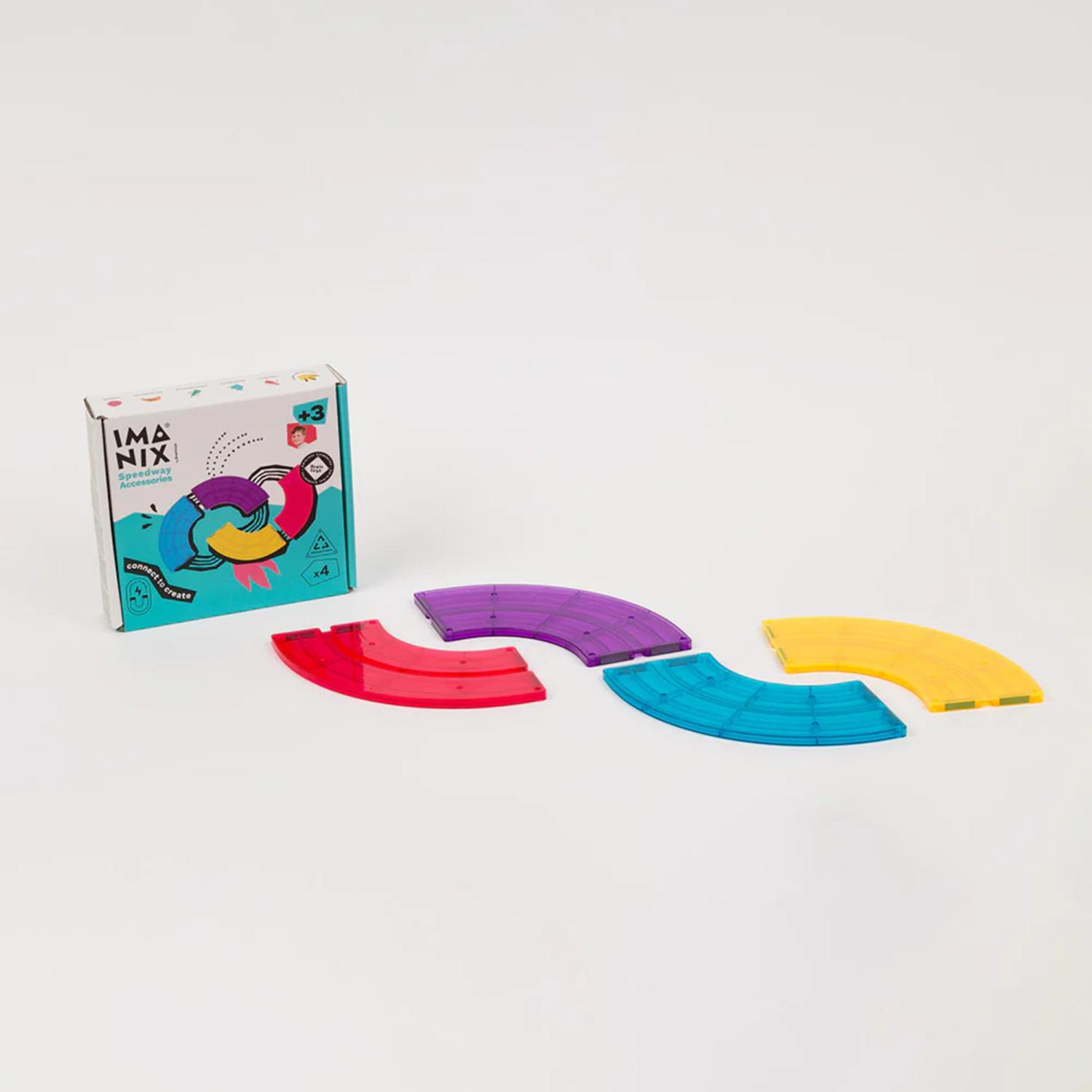 ACCESORIOS PISTA IMANIX MULTICOLOR CUARTO DE CURVA 4 PIEZAS - 1