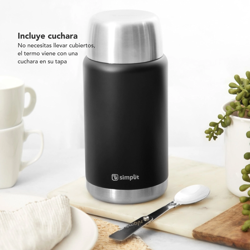 TERMO DE COMIDA INSULADO ACERO INOX 750 ML NEGRO SIMPLIT - 2