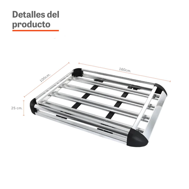 PARRILLA PARA AUTO XROAD ALUMINIO PORTAEQUIPAJE UNIVERSAL - 4