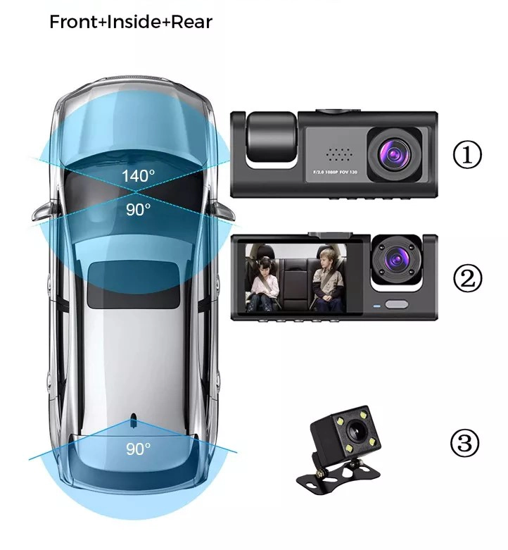 CÁMARA LEVO DUAL D3 HDMI HD AUTO FRONTAL INTERIOR TRASERA - 2