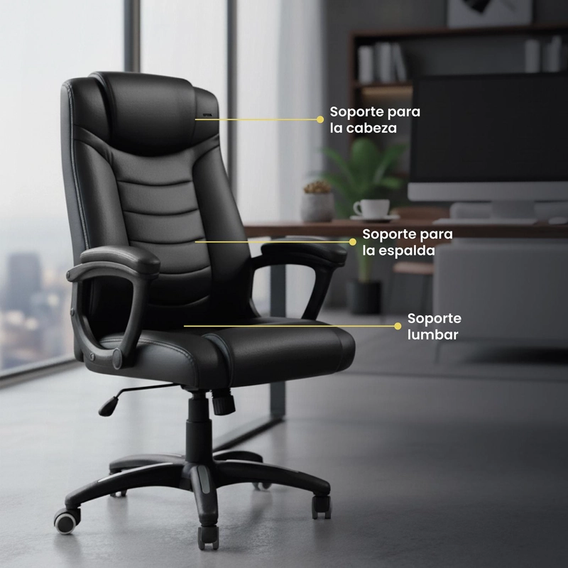 SILLA ESCRITORIO OFICINA EJECUTIVA RECLINABLE COMFORT LEVO - 3