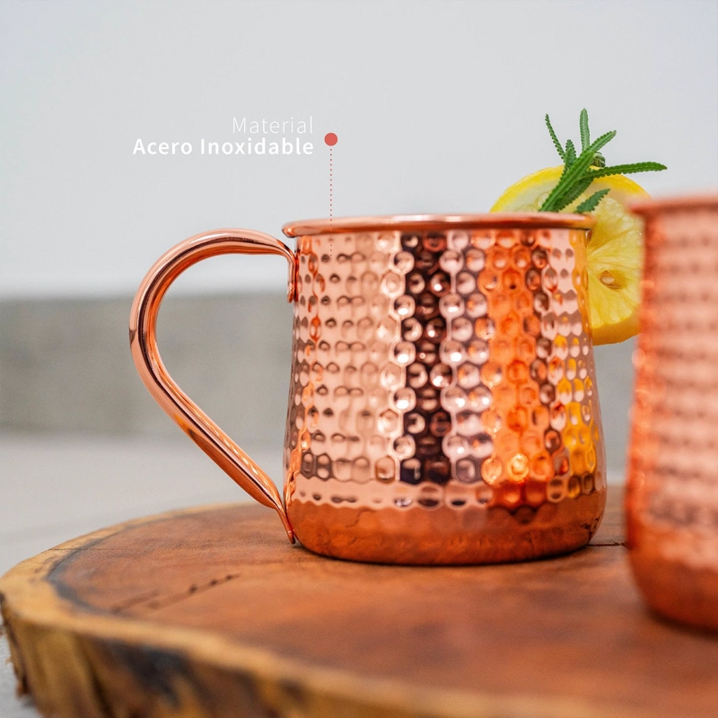 SET 2 VASOS COBRE MOSCOW MULE MOJITO BAR + BOMBILLA SIMPLIT - 4