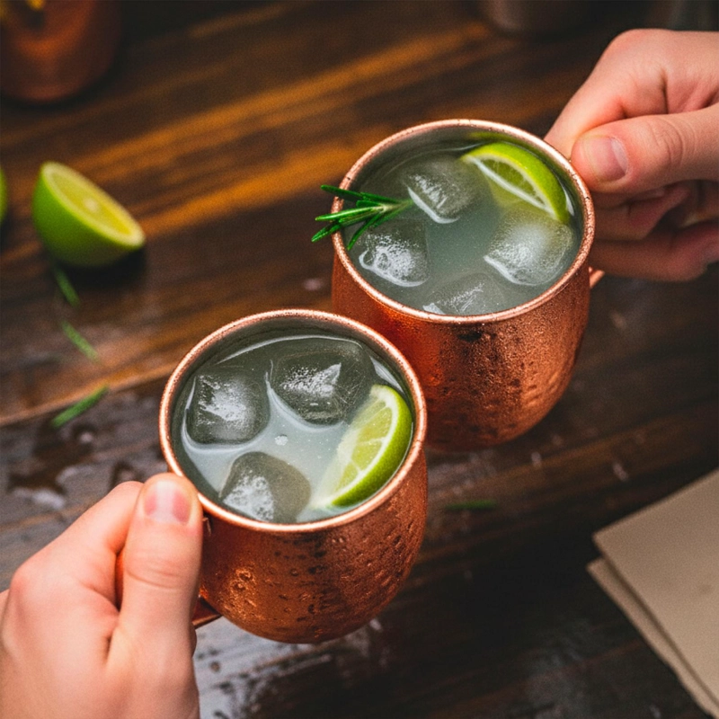 SET 2 VASOS COBRE MOSCOW MULE MOJITO BAR + BOMBILLA SIMPLIT - 5