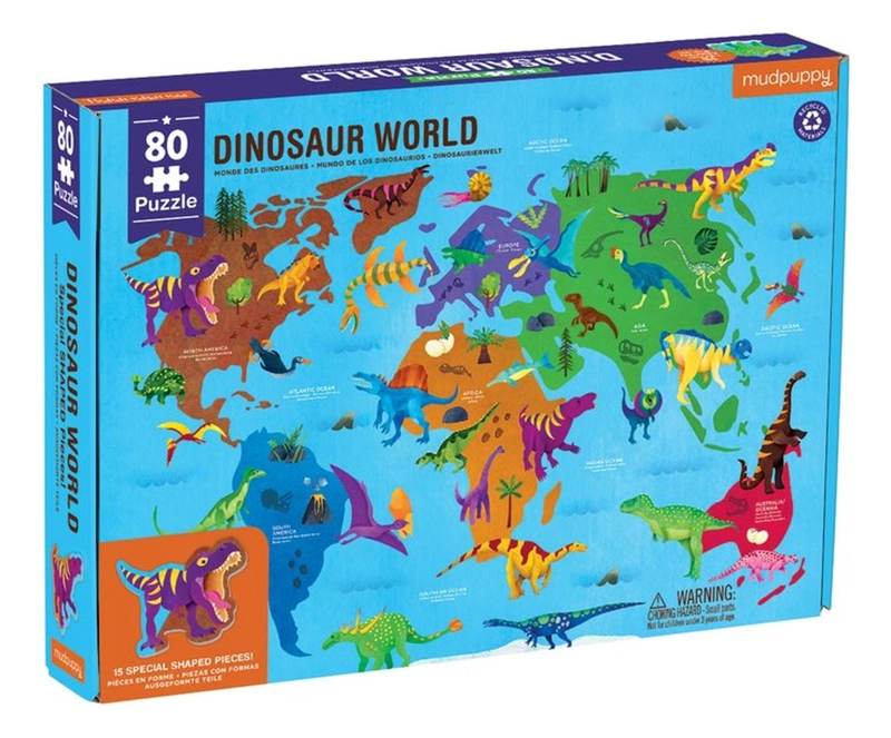 PUZZLE MUDPUPPY MULTICOLOR 80PCS GEOGRAFÍA DINOSAURIOS - 2