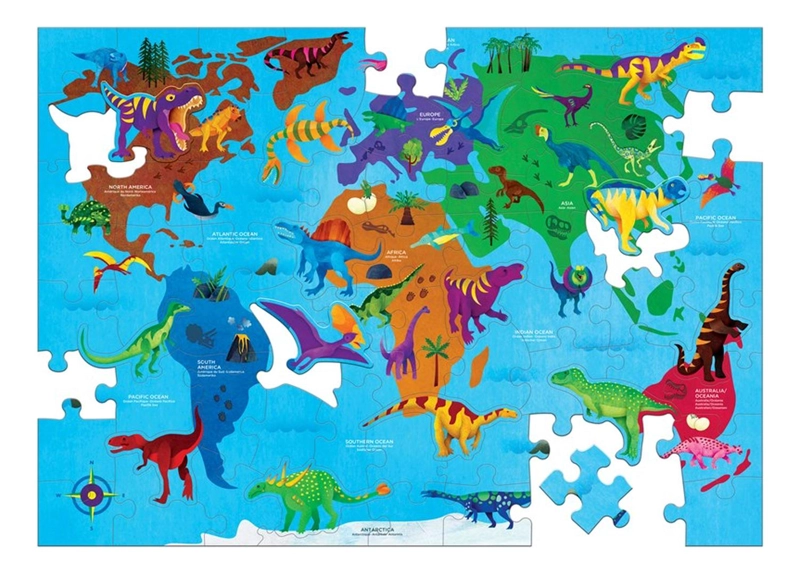 PUZZLE MUDPUPPY MULTICOLOR 80PCS GEOGRAFÍA DINOSAURIOS - 5