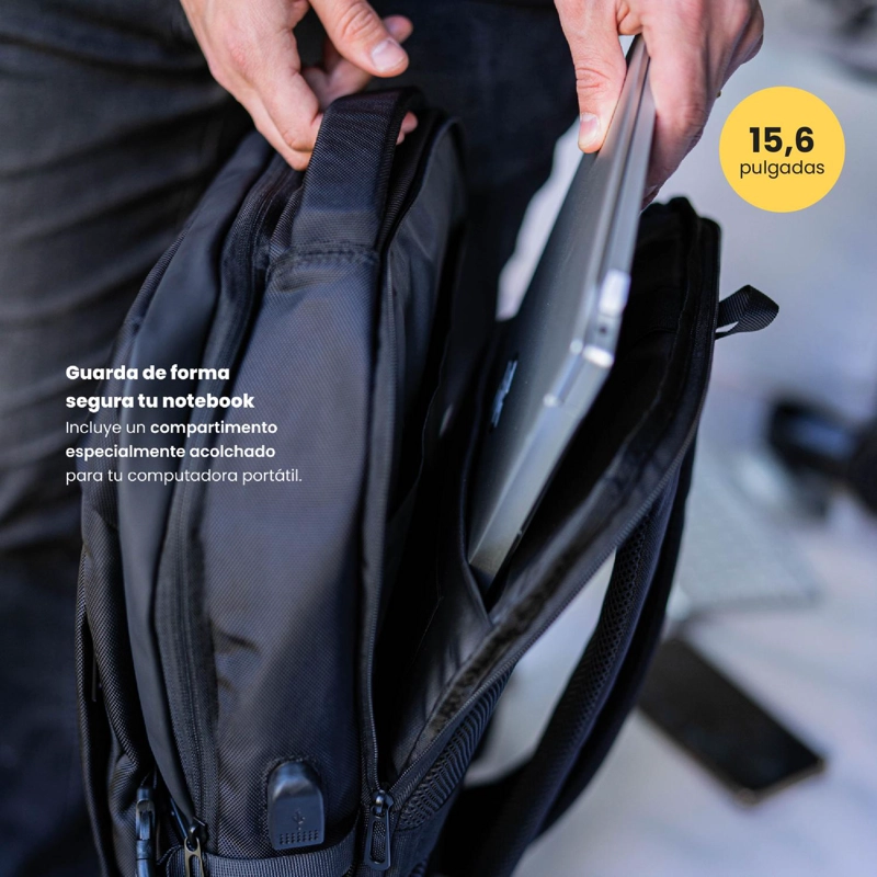 MOCHILA DE VIAJE NOTEBOOK WOLF NEGRO 15,6' LEVO - 4