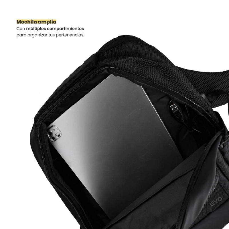 MOCHILA DE VIAJE NOTEBOOK WOLF NEGRO 15,6' LEVO - 5