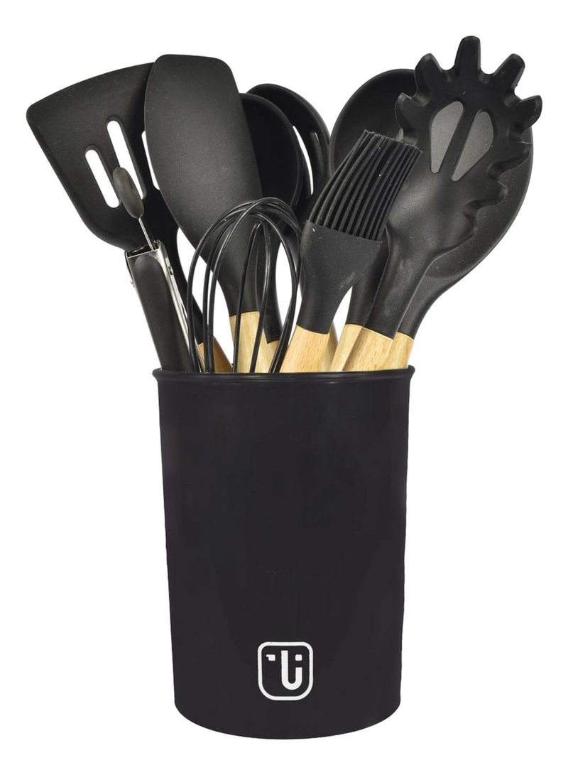 BATERÍA DE COCINA OREGON + SET 12 UTENSILIOS NEGRO SIMPLIT - 6
