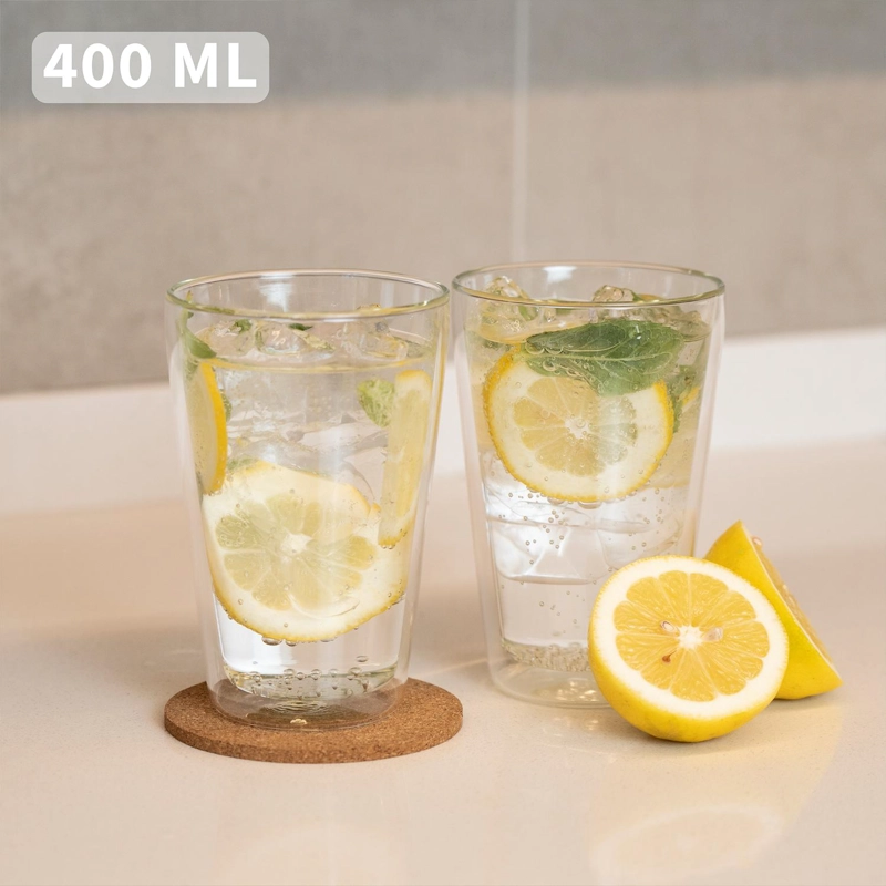 SET 4 VASOS VIDRIO DOBLE PARED 400 ML SIMPLIT - 4