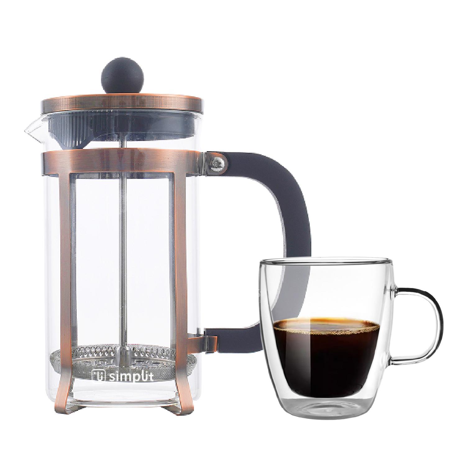 PACK CAFETERA FRANCESA 600 ML + TAZA VIDRIO 350ML SIMPLIT - 1