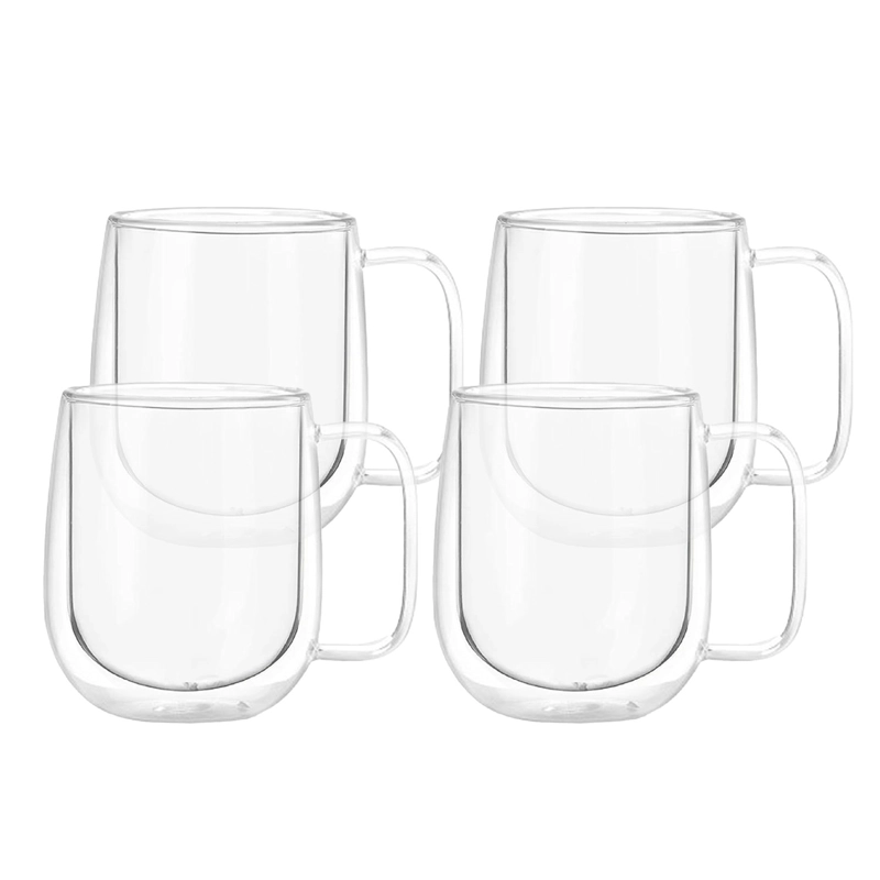 SET 4 TAZAS MUG DE VIDRIO DOBLE PARED 300 ML SIMPLIT - 1