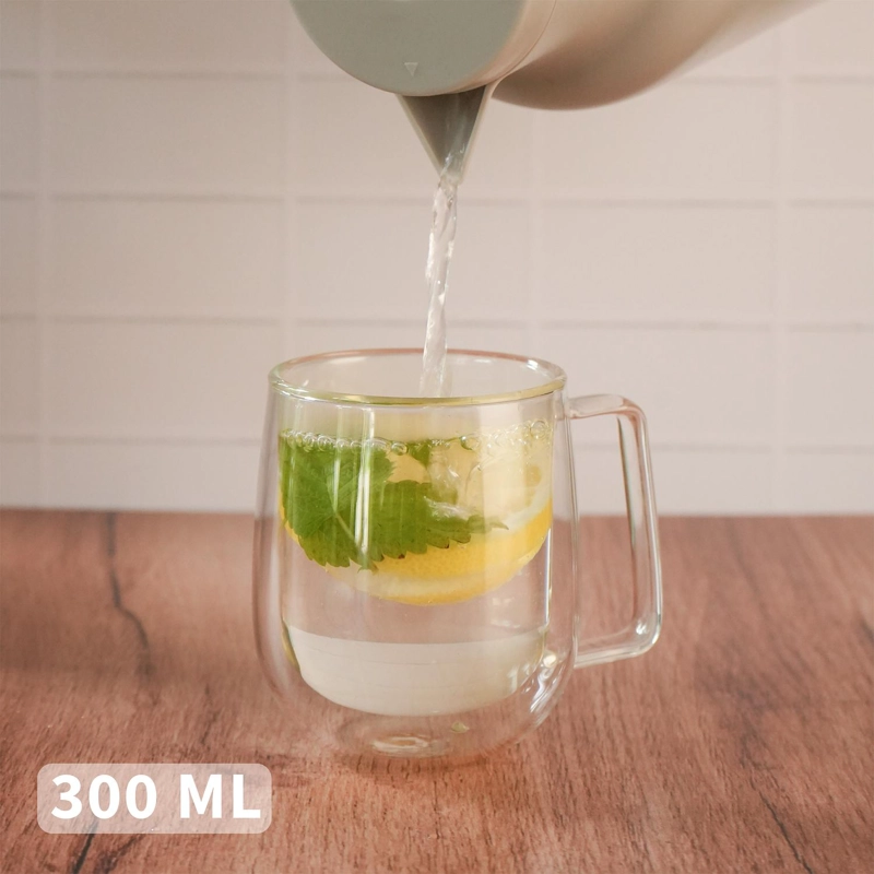 SET 4 TAZAS MUG DE VIDRIO DOBLE PARED 300 ML SIMPLIT - 4